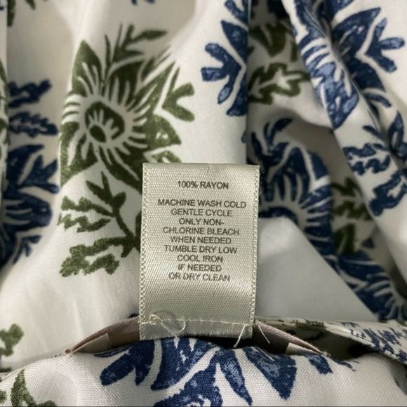 Loft Size XS Dress Sheath Button Front White Blue Floral Print Half Sleeve - Picture 7 of 9